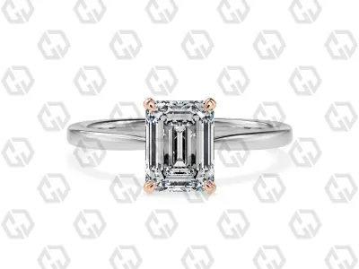 Ring 153 Emerald shape with hidden signature diamond both side 3D print model