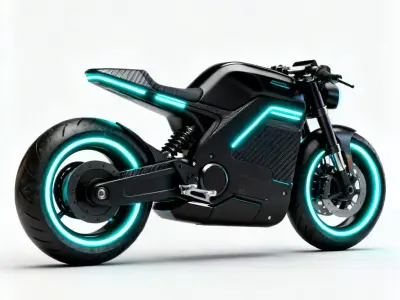 Realistic Futuristic Electric Motorcycle 3d model Low-poly 3D model