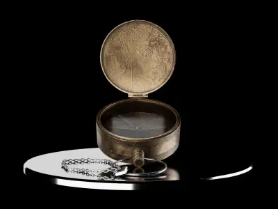  vintage-style direction compass Low-poly 3D model