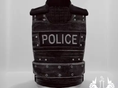 Game-Ready Police Tactical Combat Vest Low-poly 3D model