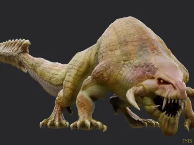 Earth dragon model - reptile monster rigged creature for Blender Low-poly 3D model