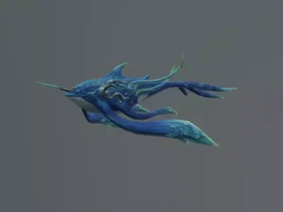 Blue Dolphin Fantasy Low Poly Low-poly 3D model