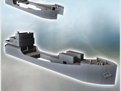 Large modern cargo ship with central cargo hold 7 - Modern WW2 W 3D print model
