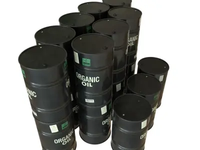 Black Painted Oil Barrel Low-poly 3D model