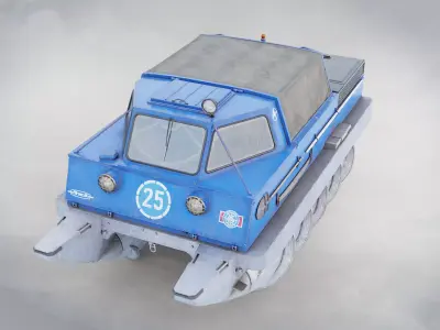 Zil 29061 Soviet all-terrain rescue auger vehicle Game-ready Low-poly 3D model