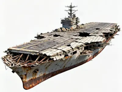 Damaged Aircraft Carrier Hull 3D Model 3D Model Low-poly 3D model