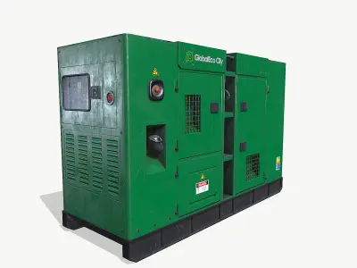 Diesel generator green Low-poly 3D model