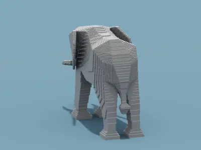 Voxel Elephant Low-poly 3D model