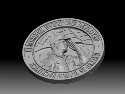 military-themed challenge coin 3D print model