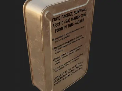 US MRE 1962 Food Packet PBR Low-poly 3D model