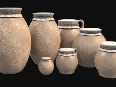 Medieval Market- Clay Pots Free 3D model