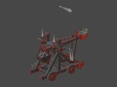 Catapult Low-poly 3D model purchase