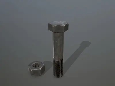 Bolts bolt and nut Low-poly 3D model 5