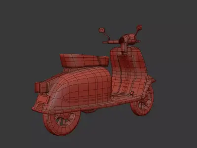 Vintage Vespa Style Motorcycle 3D Model Low-poly 3D model