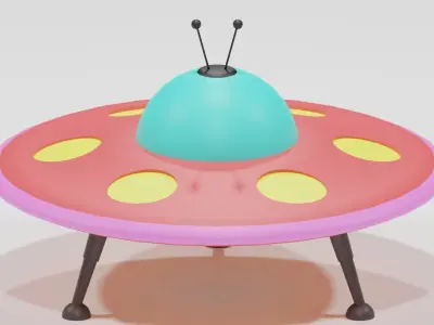 Low Poly Cartoon UFO Low-poly 3D model