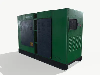 Diesel generator green Low-poly 3D model