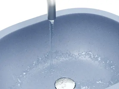 Gray architectural concrete Bowl sink 3D model