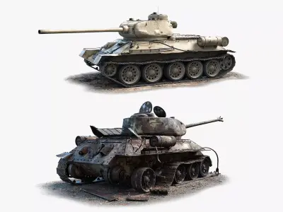 Tank T-34-85 Set 3D Model Pack