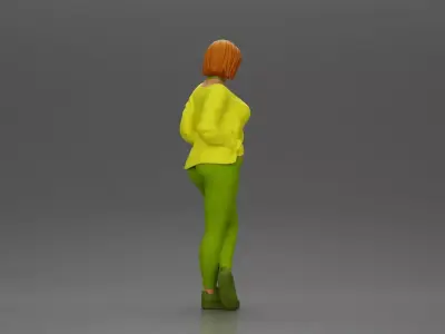Confident woman leaning slightly with her hands in pockets 3D print model