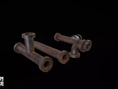 Industrial Pipe Low-poly 3D model