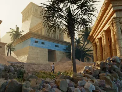 egyptian temple scene made in blender 3D model