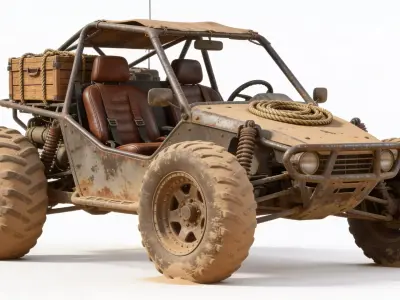Post-Apocalyptic Desert Sand Buggy Low-poly 3D model