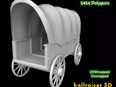 Wooden Wagon Low-poly 3D model get