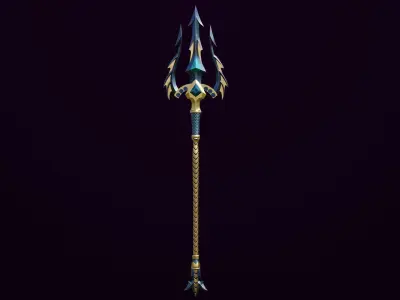 4 Fantasy Trident Collection All PBR Unity UE Textures 3D Model Pack