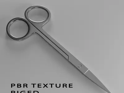 Medical Scissors Full Rigged  Low-poly 3D model