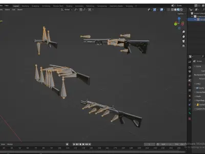guns rigged shotgun pack 3D model