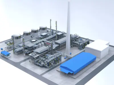 petrochemical plant Low-poly 3D model