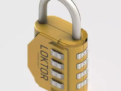 4 Digit Combination Padlock Low-poly 3D model