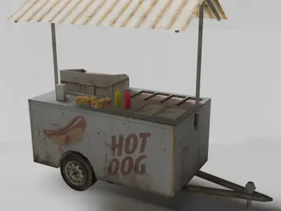 Food Cart Low-poly 3D model get