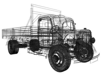 Bedford O Series 1950 Flatbed Truck 3D model