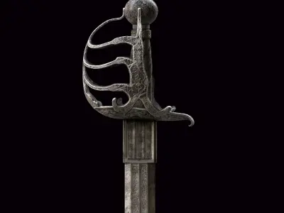 Antique Silver Sword 3D model