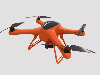 Dron animated Low-poly 3D model