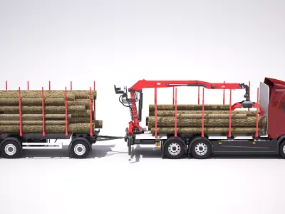 Generic Logging Truck and Trailer 3D model