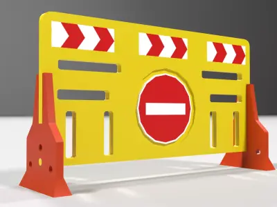 Yellow plastic road barrier Low-poly 3D model