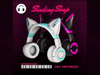 Hatsune Miku Headphones Low-poly 3D model