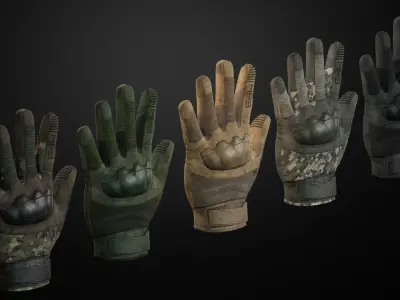 Tactical gloves pack Low-poly 3D model