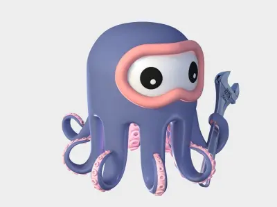 Cartoon Octopus 3D model purchase