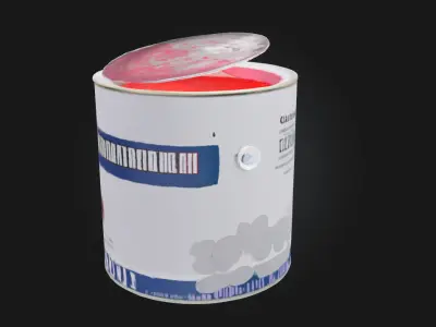 Red Paint Can Realistic Container Model for Workshop 3D model