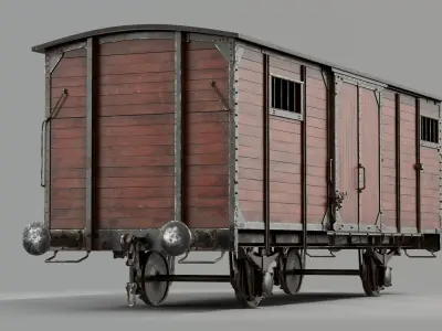 Wooden Freight Wagon 3D model