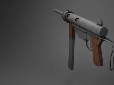 WW2 SMG Gamready Model Free low-poly 3D model