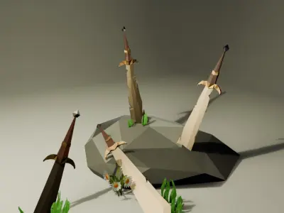 High-Quality Low Poly Sword Pack Low-poly 3D model