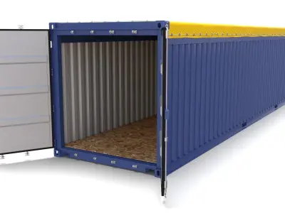 40ft Shipping Container Open Top 2 3D model