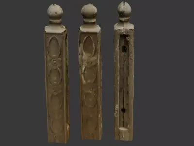 Ornate Wooden Baluster 3D Scan Low-poly 3D model