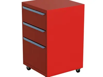 Red Filling Cabinet Toolbox Low-poly 3D model