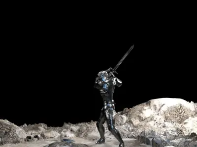 Animated paladin in Blender Low-poly 3D model