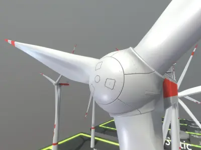 Windturbine H114m - H119m - H138m Low-poly 3D model